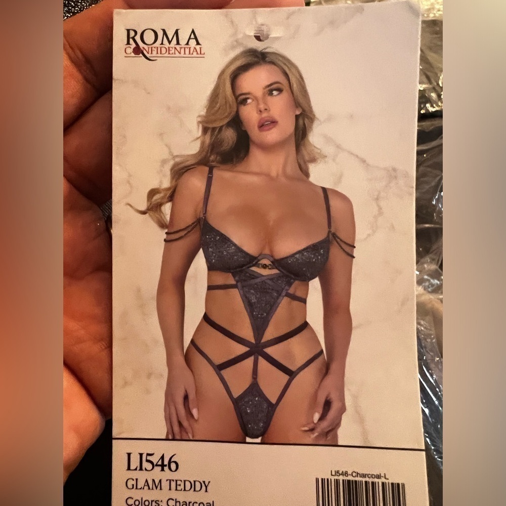 New ▶️ Roma ◀️ Glam Teddy Lingerie. Size Large - Picture 3 of 12